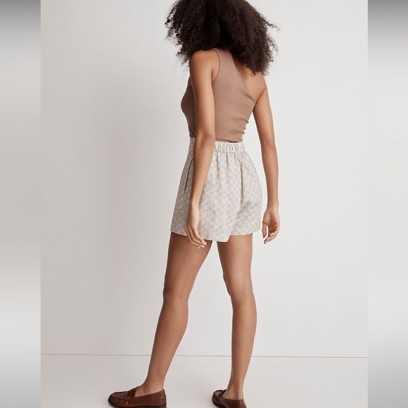 NWT Madewell Clean Pull-On Shorts in Jacquard - Size 0 - Brown & Cream - Picture 3 of 8